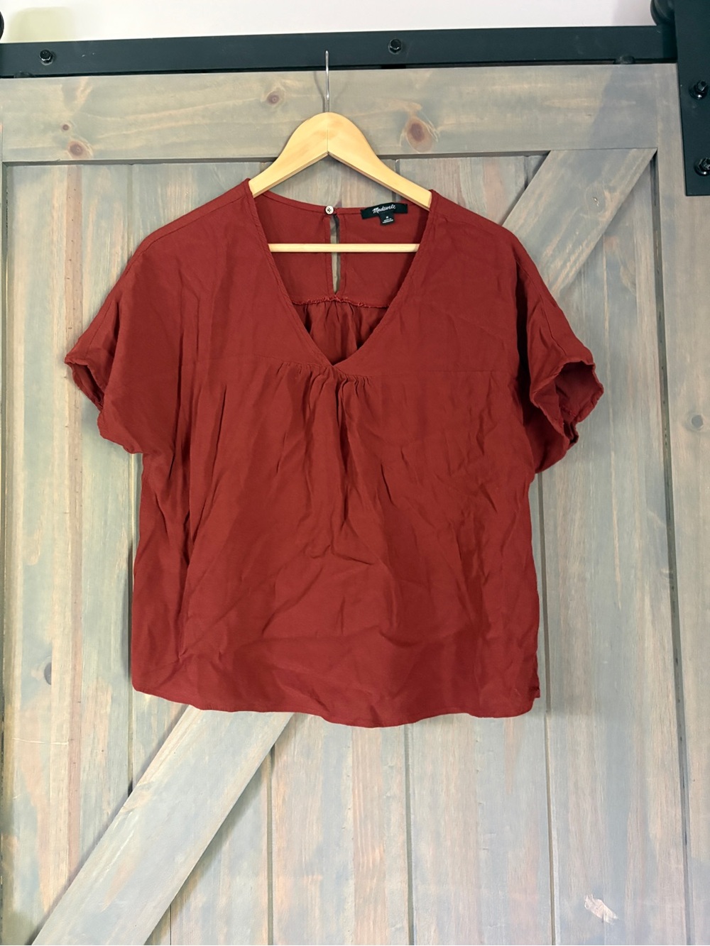 Madewell Rhyme Blouse Short Sleeve V-Neck Blouse
